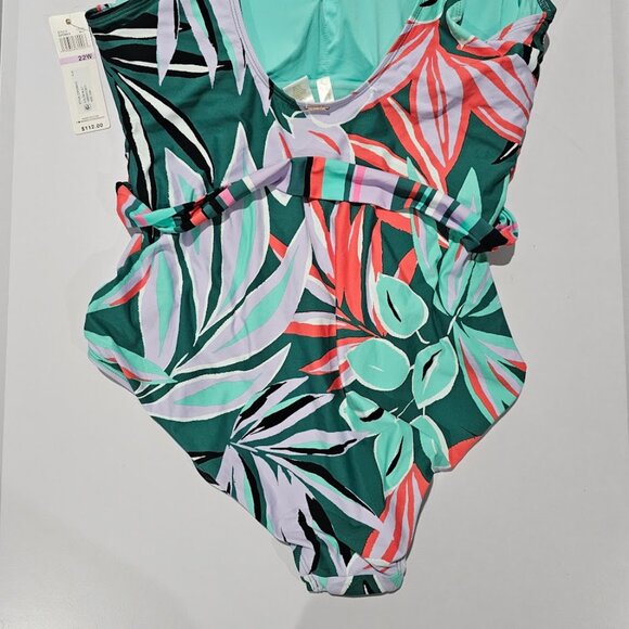 Anne Cole Plus Size Zesty Tropical Belted Scoop-Neck One-Piece Swimsuit - Picture 8 of 12